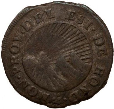 (№1844km17a) Монета Гондурас 1844 год frac12; Real