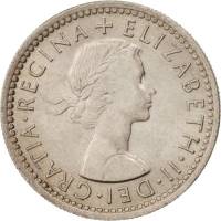 (1954) Монета Великобритания 1954 год 6 пенсов "Елизавета II"  Медь-Никель  UNC