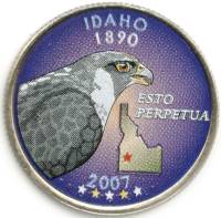 (043d) Монета США 2007 год 25 центов "Айдахо"  Вариант №1 Медь-Никель  COLOR. Цветная