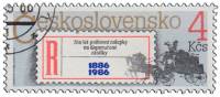 (1986-027) Марка Чехословакия "Регистрационная этикетка"    100 лет доставки почты для зарегистриров