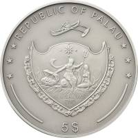 (№2011km364) Монета Палау 2011 год 5 Dollars (Рубиновый)