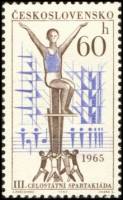 (1965-037) Марка Чехословакия "Гимнастика"    3-я Национальная спартакиада (2) I Θ