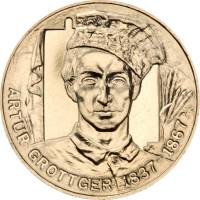 202 Монета Польша 2010 год 2 злотых Артур Гротгер  Латунь  UNC