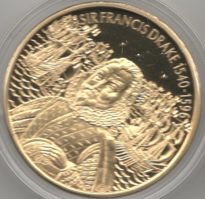 (2003) Монета Восточно-Карибские штаты 2003 год 2 доллара &quot;Френсис Дрейк&quot;  Позолота Медь-Никель  PRO