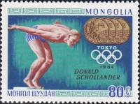 (1969-007) Марка Монголия "Ш. Дональд, США"    Золотые медалисты ОИ III O
