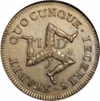 (№1733km5a) Монета Остров Мэн 1733 год 1 Penny (Джеймс Стэнли)