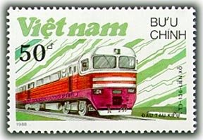 (1988-087a) Марка Вьетнам "Локомотив Т3-136, СССР"  Без перфорации  Локомотивы III &Theta;
