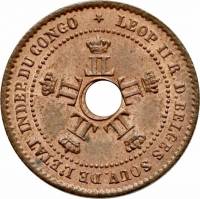 (№1887km1) Монета Конго 1887 год 1 Centime