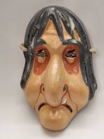 Маска новогодняя карнавальная Баба Яга папье-маше СССР
