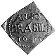 (№1645km6.1) Монета Бразилия 1645 год 6 Gulden (Алмаз после амп)