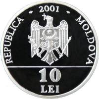 (№2001km13) Монета Молдова 2001 год 10 Lei (Европейский Зеленый Дятел)