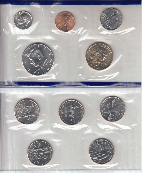 (2000d, 10м) Набор США 2000 год  Сакагавея и 4 монеты остальных номиналов  UNC