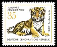 (1978-040) Марка Германия (ГДР) "Амурский тигр"    Зоопарк Лейпцига, 100 лет III Θ