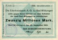 (№1923) Банкнота Германия 1923 год "20,000,000 Mark"