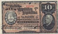 (№1892P-214a.3) Банкнота Аргентина 1892 год "10 Centavos" (Подписи: Santamarina  Achával)