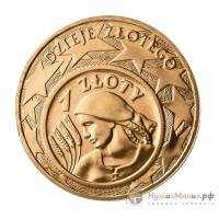 078 Монета Польша 2004 год 2 злотых История злотого 1 злотый 1924 года  Латунь  UNC