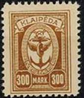 (1923-) Марка Литва "Якорь"  ☉☉ - марка гашеная в идеальном состоянии, без наклеек и/или их следов Θ