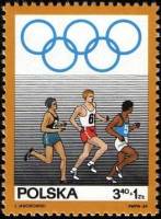 (1969-016) Марка Польша "Бег на длинные дистанции"   50 лет национальному Олимпийскому комитету II Θ