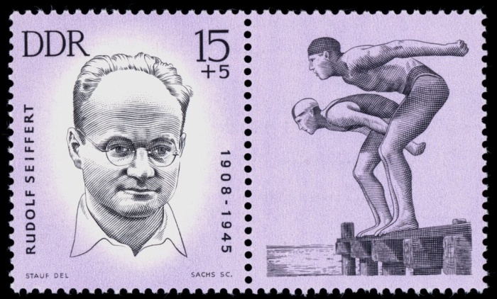 (1963-053) Марка + купон Германия (ГДР) "Рудольф Зайфферт"    Анти-фашисты II &Theta;