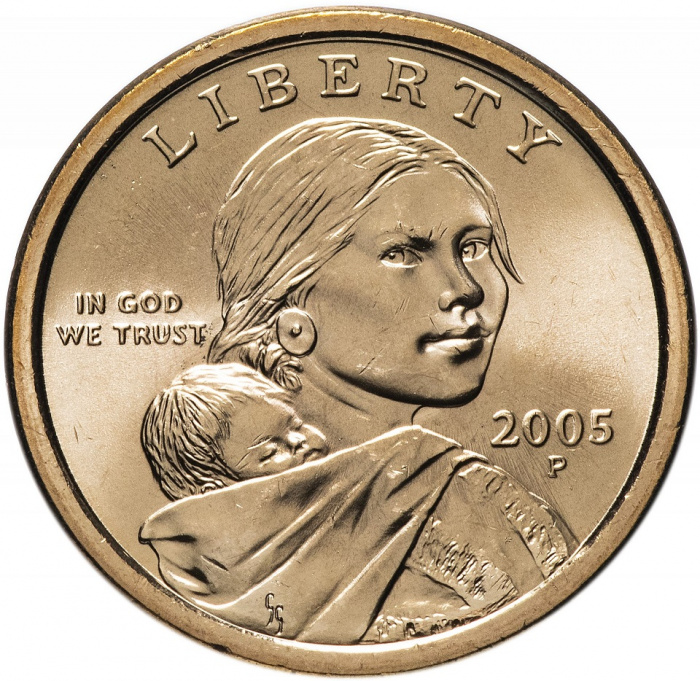 (2005p) Монета США 2005 год 1 доллар &quot;Орёл&quot;  Сакагавея Латунь  UNC
