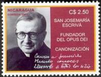 (№2002-4302) Марка Никарагуа 2002 год "Сан Josemariacutea Escrivaacute основатель Опус деи канонизац