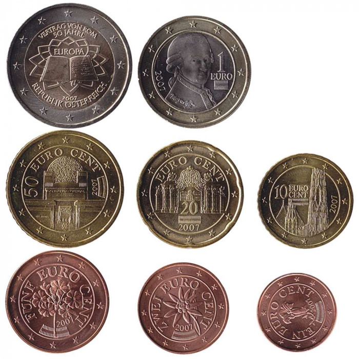 (2007) Набор монет Евро Австрия 2007 год   UNC