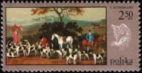 (1968-075) Марка Польша "Охота на лис"   Охота в живописи III O