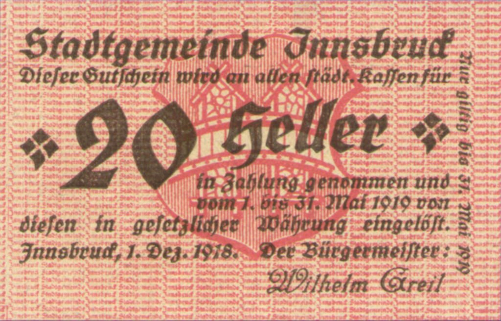 (№1918) Банкнота Австрия 1918 год &quot;20 Heller&quot;