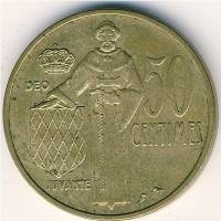 (№1962km144) Монета Монако 1962 год 50 Centimes