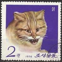 (1974-035) Марка Северная Корея "Бенгальская кошка"   Зоопарк Пхеньяна III O