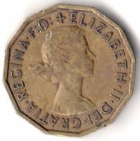 (1962) Монета Великобритания 1962 год 3 пенса "Елизавета II"  Латунь  VF