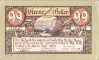 (№1920) Банкнота Австрия 1920 год "99 Heller"
