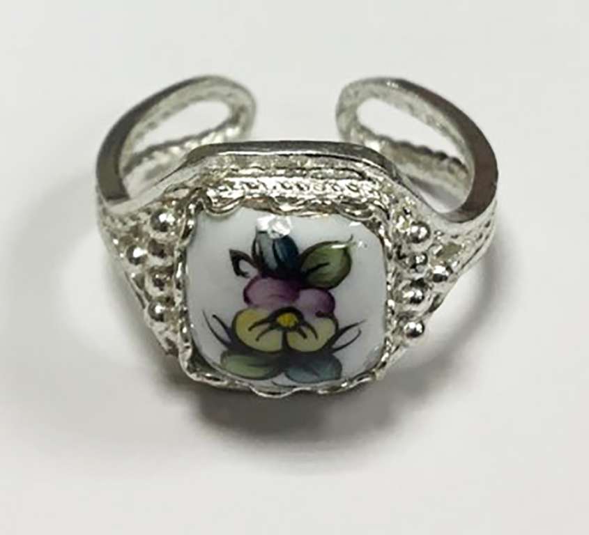 Кольцо "Финифть", серебрение (сост. на фото)