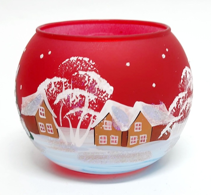 Подсвечник, цветное стекло, ручная роспись, Австрия, новый