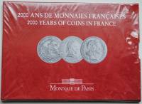 (2000, 3 монеты по 5 франков) Набор монет Франция 2000 год "2000 лет монетам Франции"  Буклет
