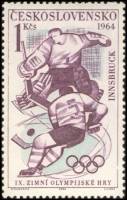 (1964-001) Марка Чехословакия "Хоккей" ,  III Θ