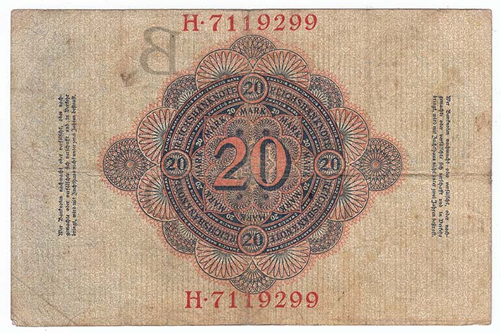 () Банкнота Германия (Империя) 1907 год 20  &quot;&quot;   F