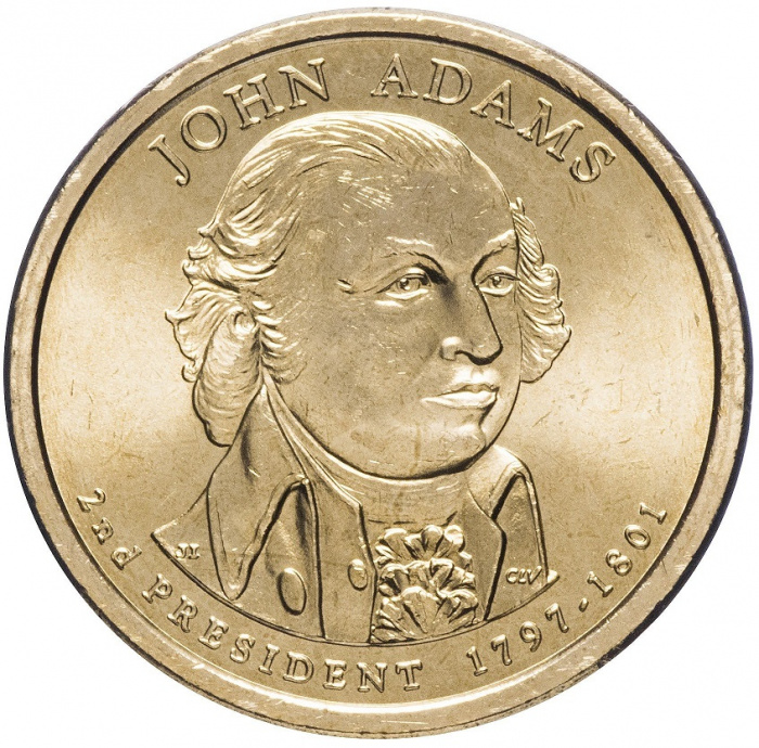(02p) Монета США 2007 год 1 доллар &quot;Джон Адамс&quot; 2007 год Латунь  UNC