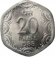 (№1982km44) Монета Индия 1982 год 20 Paise