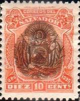 (№1895-94) Марка Сальвадор 1895 год "Генерал Антонио Ezetaoverprinted", Гашеная