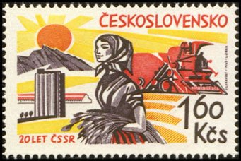 (1965-035) Марка Чехословакия "Сельское хозяйство"    20-летие Освобождения Чехословакии III O