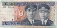 (2001) Банкнота Литва 2001 год 10 лит "Стяпонас Дарюс и Стасис Гиренас"   VF