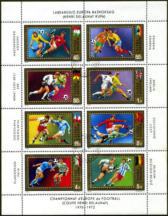 (1972-022) Лист марок (8 м 2х4) Венгрия &quot;Футбол&quot; ,  III O