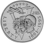 (1993, 1 м. 50 центов) Монета США 1993 год 50 центов   50 лет Второй Мировой Войне Медь-Никель  Букл