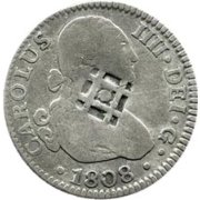 (№1841km3) Монета Куба 1841 год 2 Reales (Countermarked Coinage (1841))