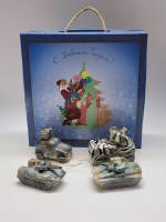 Фигурки Елочные игрушки 4 шт Военная техника фарфор редкость спецзаказ для КБП Шипунова