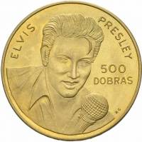 (1993) Монета Сан-Томе и Принсипи 1993 год 500 добра "Элвис Пресли"  Позолота  PROOF