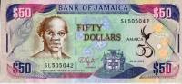 Банкнота Ямайка 2012 год 50 долларов Самюэль Шарп Надпечатка 50 лет независимости  UNC