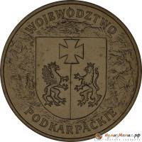 (070) Монета Польша 2004 год 2 злотых "Воеводство Подкарпатское"  Латунь  UNC