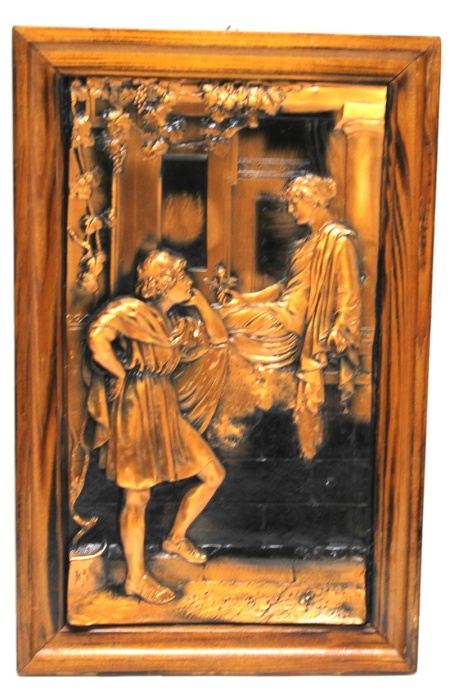 Панно чеканка, медь, в деревянной раме, 41*26 см., Польша (сост.отл.)